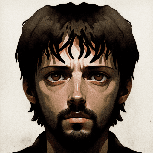 AI generated: duotone illustration portrait of Leon from Léon: The Professional 