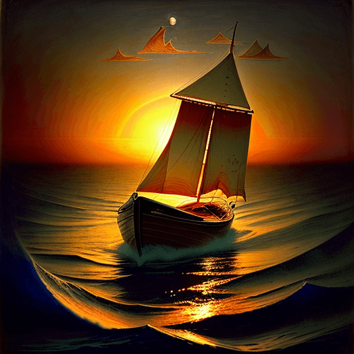 AI generated: a boat sitting in the water during sunset, in the style of agostino arrivabene, calm and serene beau...