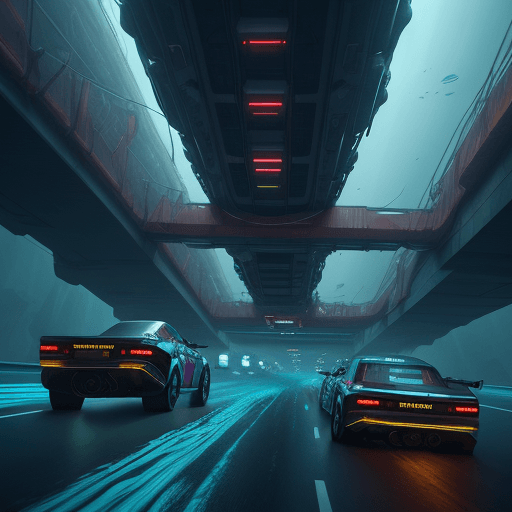 AI generated: underwater highway race, cyberpunk, intricate artwork . octane render, trending on artstation, cinem...