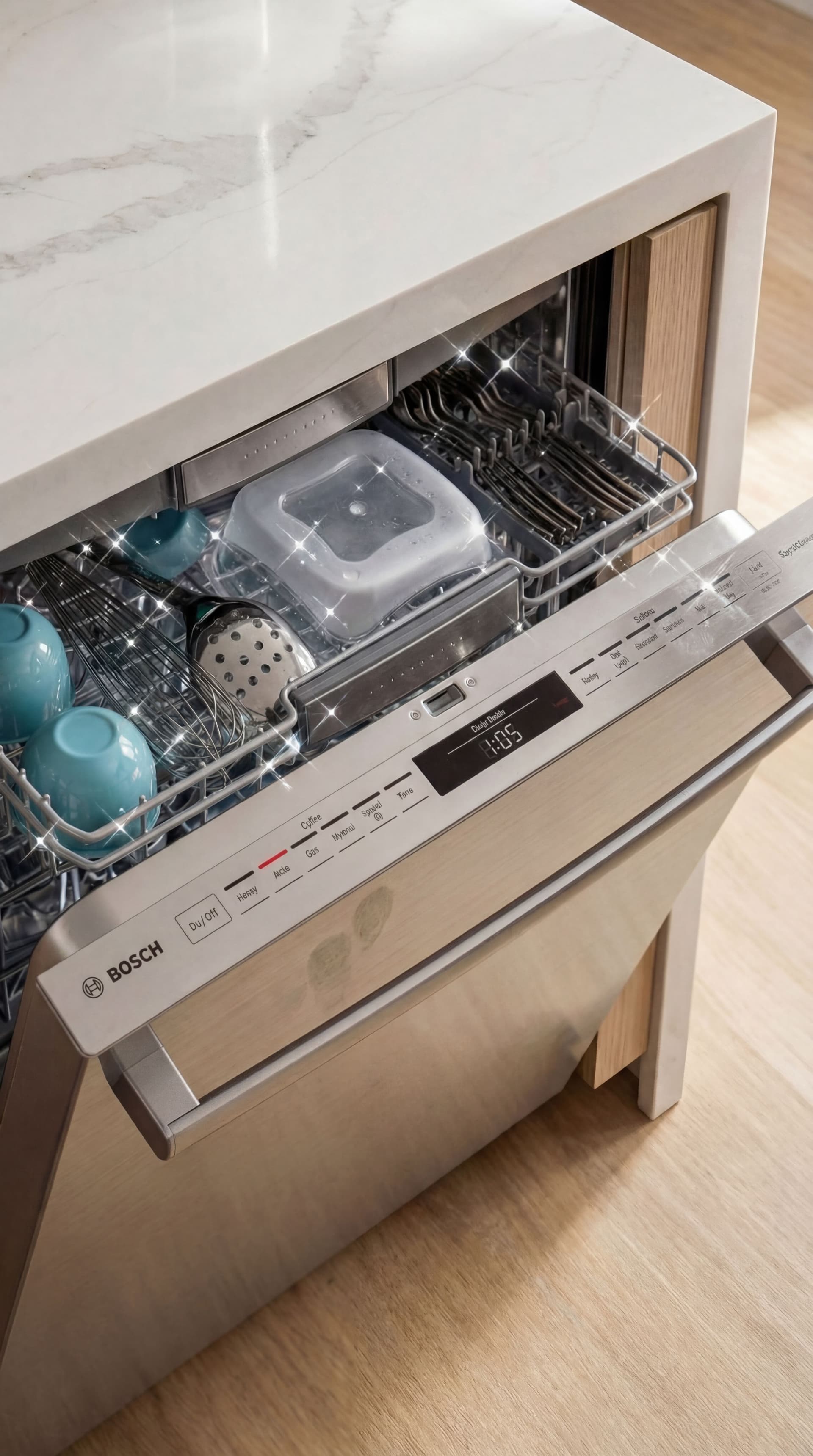 AI generated: add that shiny sparkle overlay effect. on the dishes area. subtle sparkles.