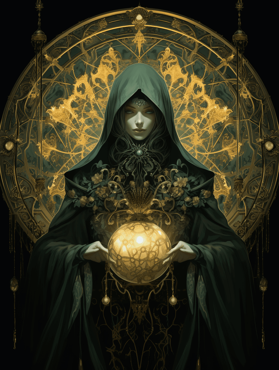 AI generated: Art Nouveau, portrait, beautiful, atmospheric, 4k, mysterio, insane details, dramatic lighting, taro...
