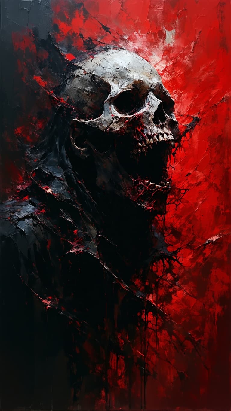 AI generated: 3D, fear, brutal, evil composition showing the terror of war, cries and gore, eternal scream of horr...