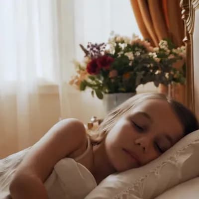 AI generated video: a girl waking
