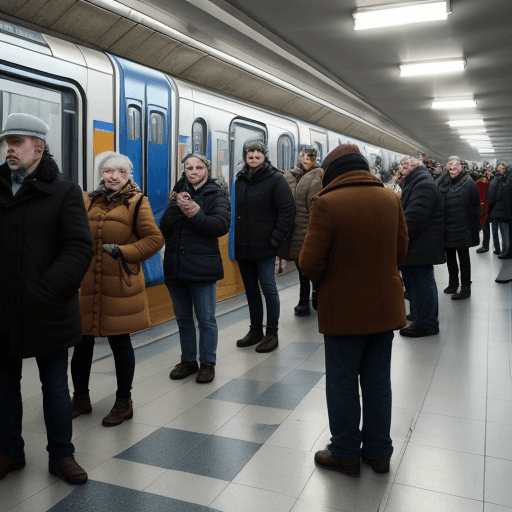 AI generated: People waiting in a Russian metro station