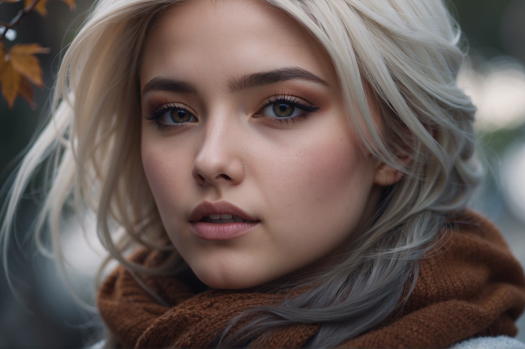 AI generated: full body of {most beautiful Girll} with {White} hair and with cute face and perfect body, soft pale...