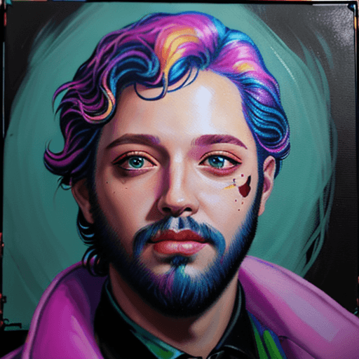 AI generated: Disco Elysium style, Portrait, male, painting, wild, bright colors, 