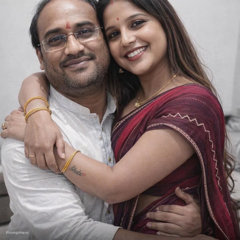 AI generated: Create aunty pallu drop and hugging male pic