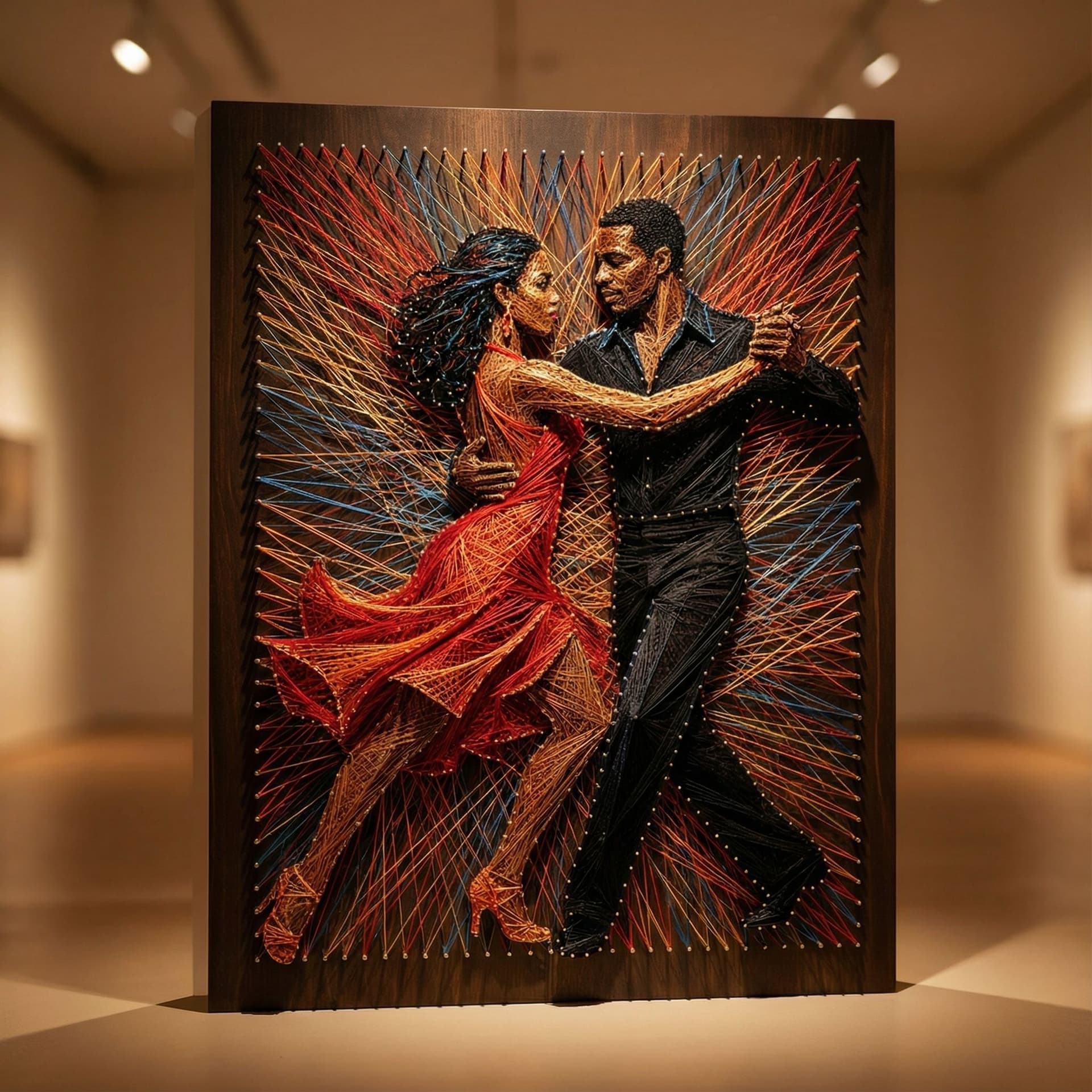 AI generated: A full-body, highly detailed, photorealistic depiction of an elegant African American couple perform...