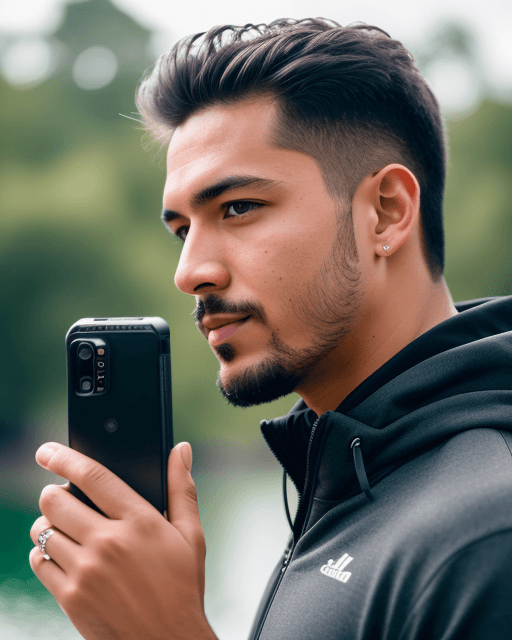 AI generated: A Picture print of a married Man holding a cellphone for a selfie, Man Taking A Selfie, (Detailed St...