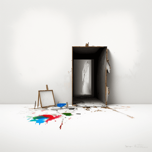 AI generated: painting, sad and broke persion, unhappy, white solid background --ar 2:3 
