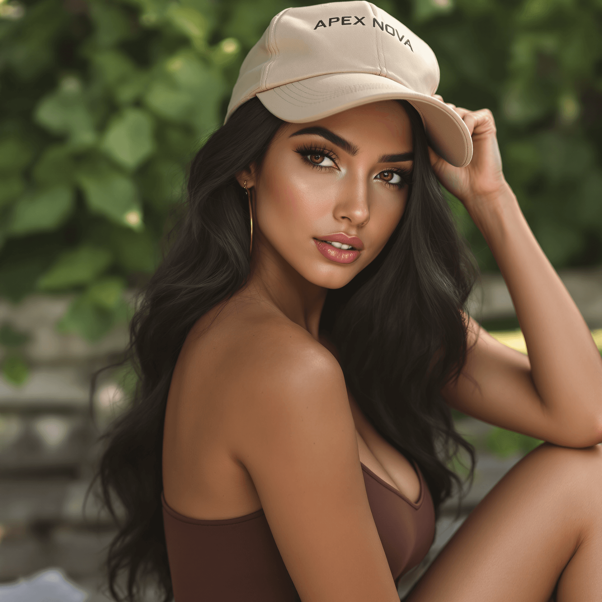 AI generated: A captivating portrait of a woman, slightly tilted towards the viewer, displaying a confident pose a...