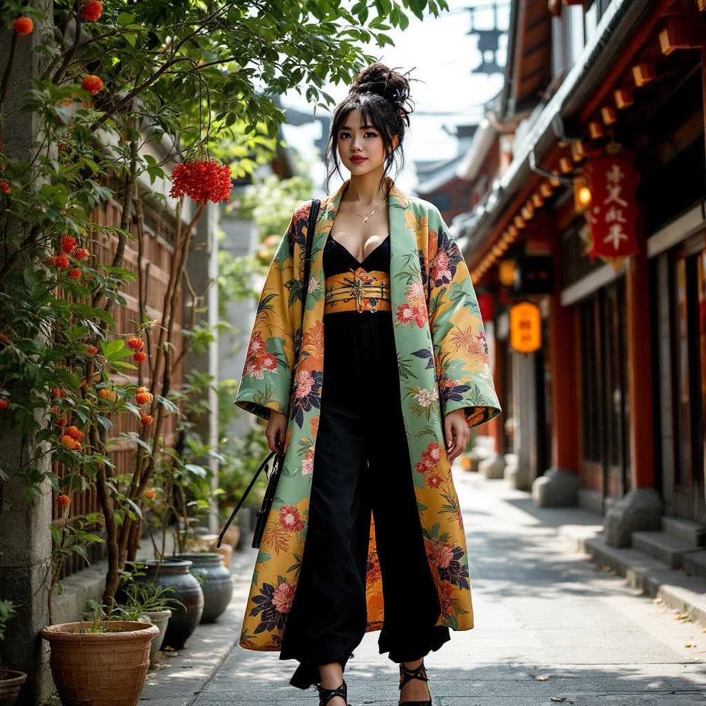 AI generated: mujer estilizada japonesa con ropa moderna