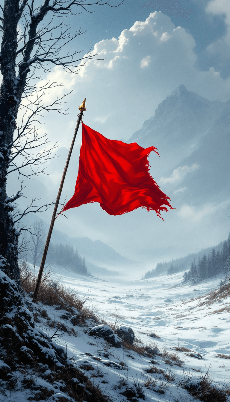 AI generated: a red flag of truce game of thrones, in the style of detailed hunting scenes, impressive panoramas, ...