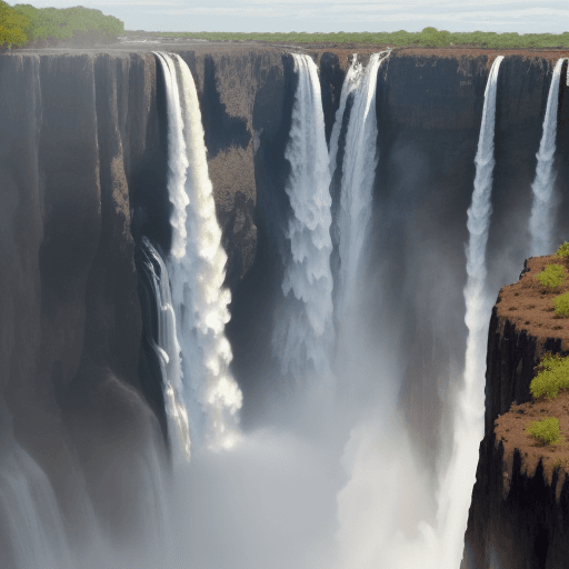 AI generated: Craft a clean and evocative prompt that captures the essence of Victoria Falls on a day of unparalle...