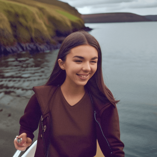 AI generated: High resolution of Olivia Rodrigo on a boat in Ireland