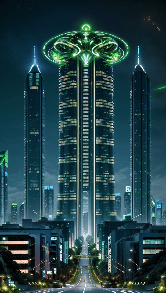 AI generated: Imagine a futuristic metropolis where nature and technology coalesce in a harmonious urban jungle. V...