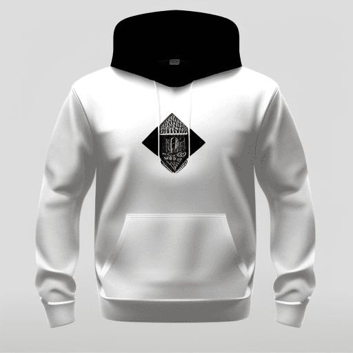AI generated: image of a hoody, front and back views of this hoodie in one image, white  background, realistic 8k