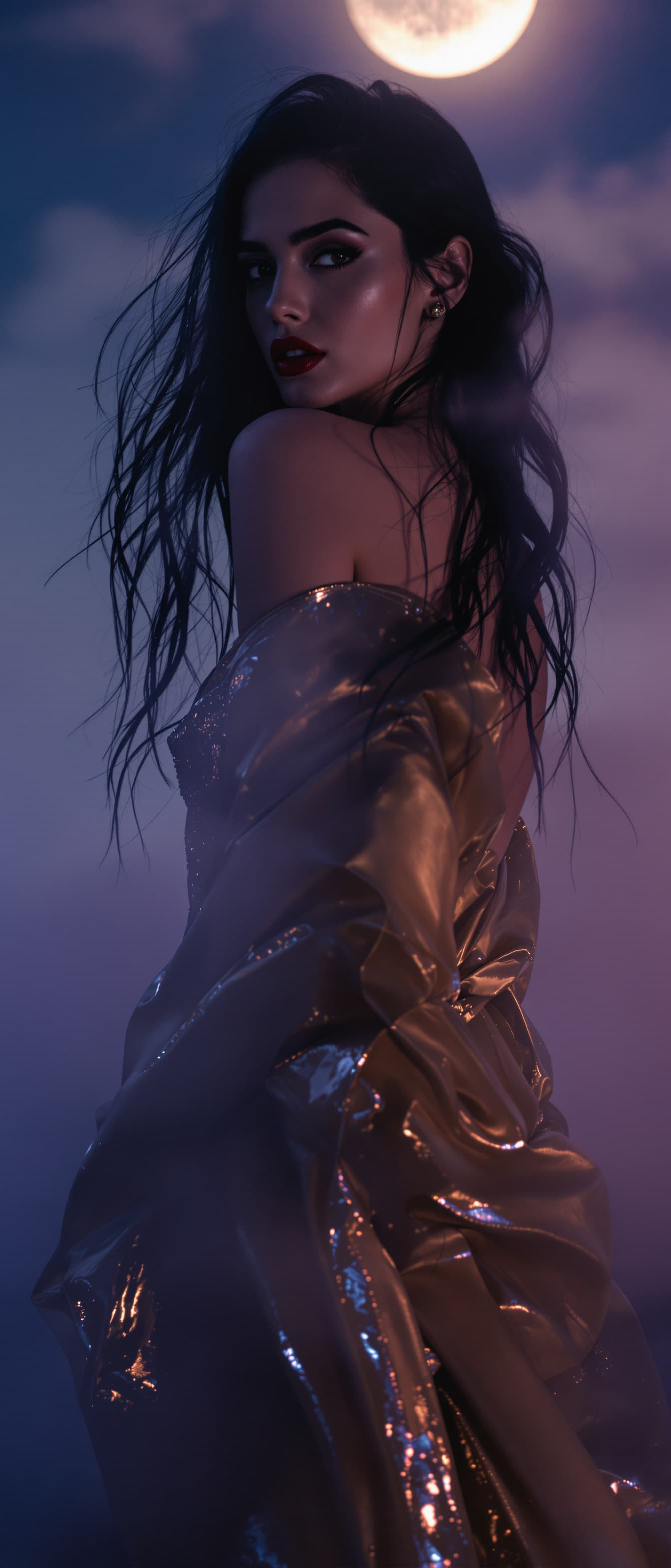 AI generated: "Soft contrast fashion photography, cinematic style, soft pastel colours, dramatic, low visibility t...