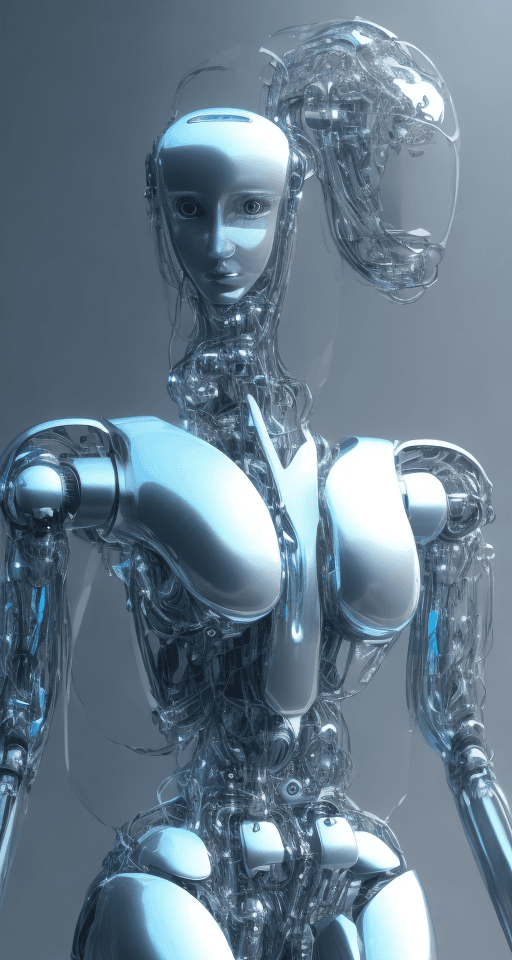 AI generated: Transparent Elegant Anime Futuristic Android Humanoid Robot, Cyberpunk Artificial Intelligence Movie...