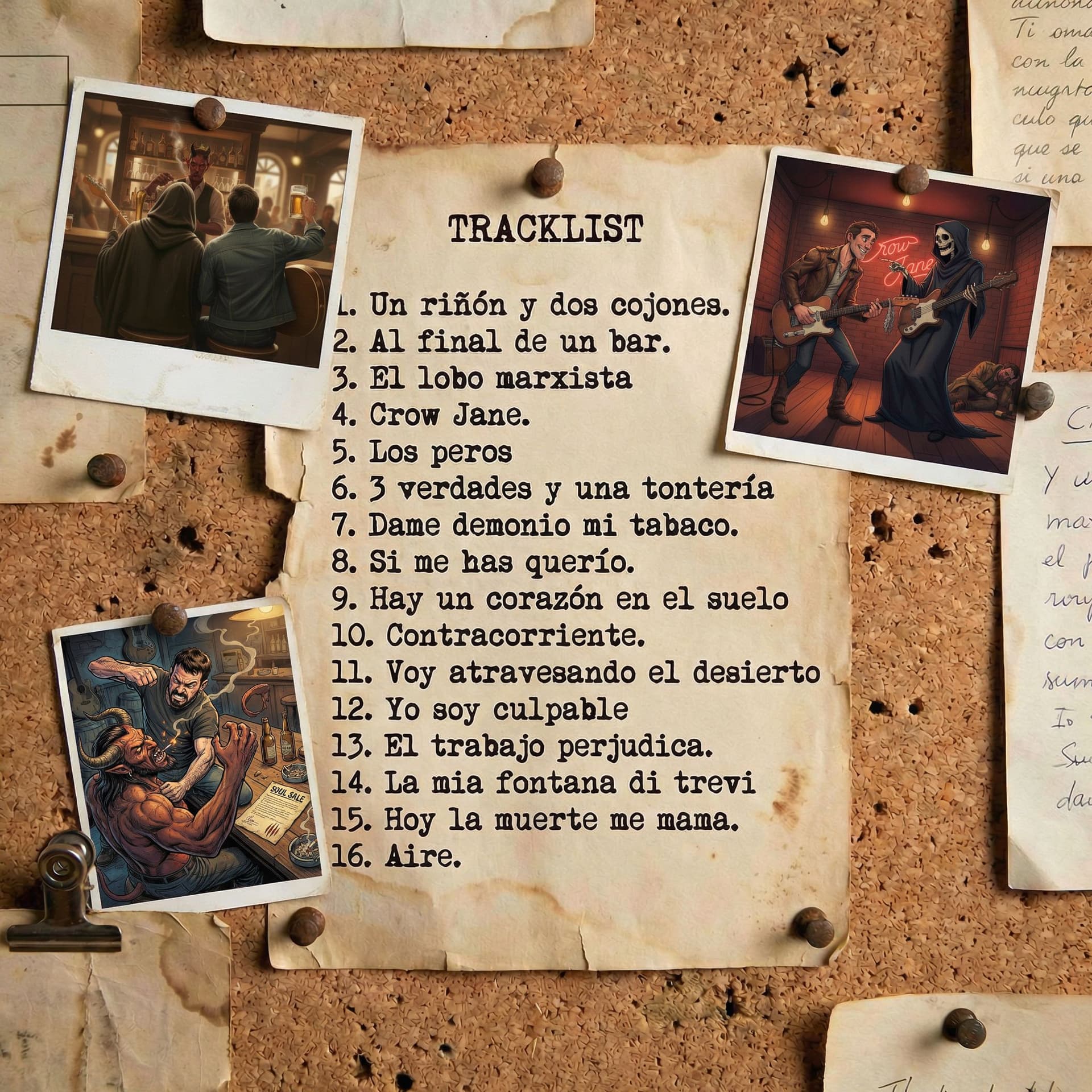 AI generated: Quiero que tomes de referencia la foto con el corcho. Deja el tracklist exactamente igual. Está perf...