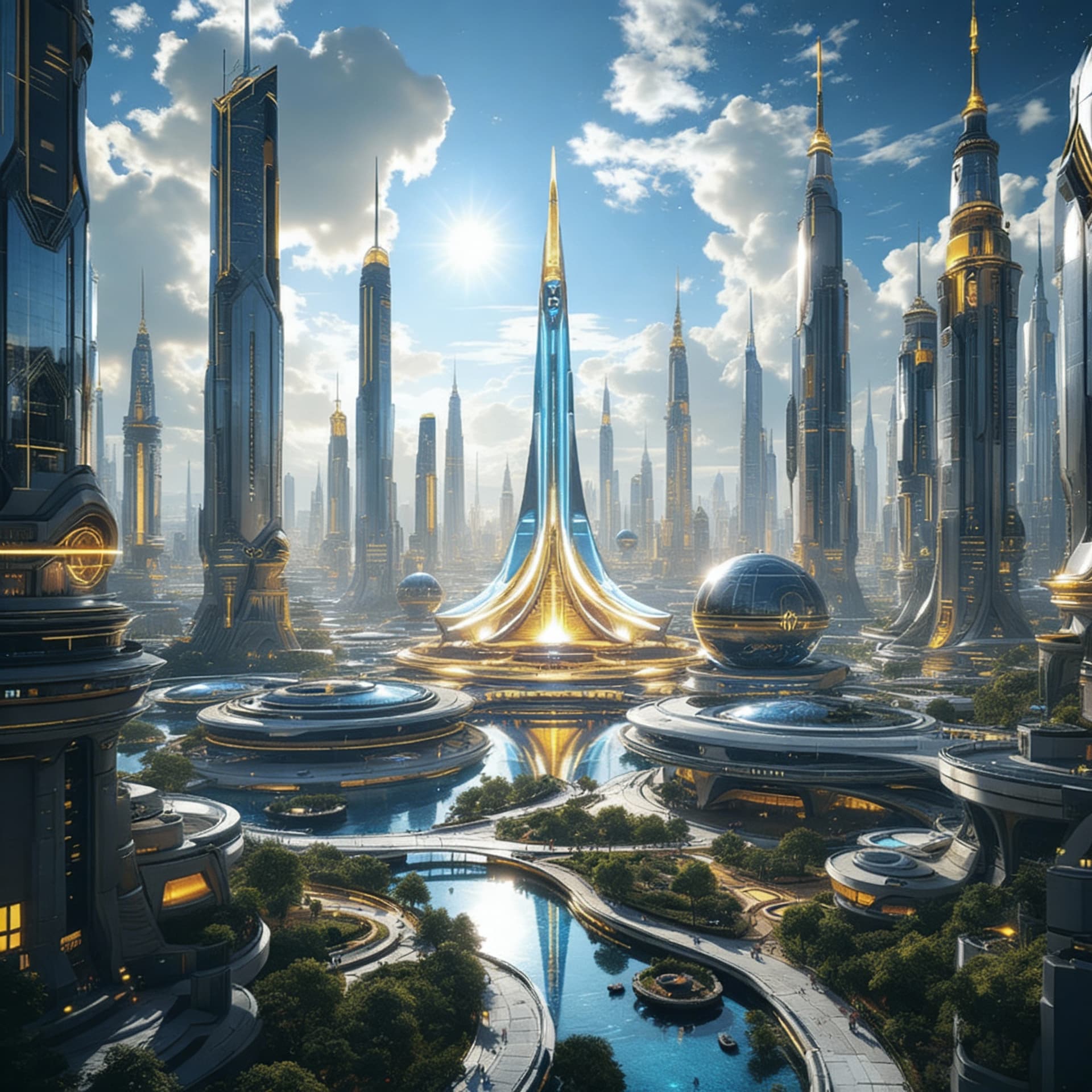 AI generated: Create an Advanced human Futuristic Mega City of government and control. A Massive scaled city with ...