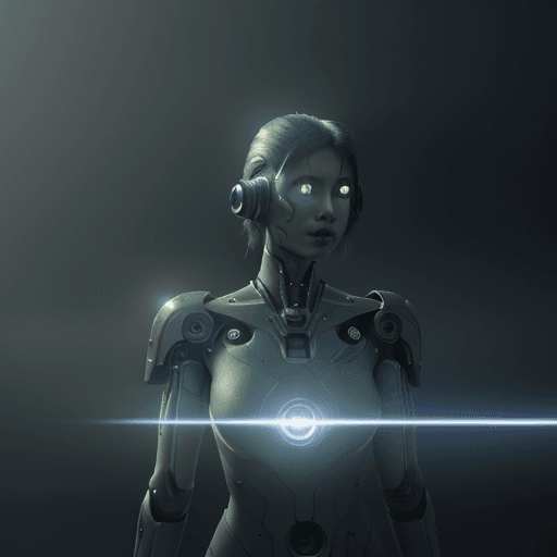 AI generated: rendering, front view, upper body, hi-tech and strange body with complex system equipment with detai...