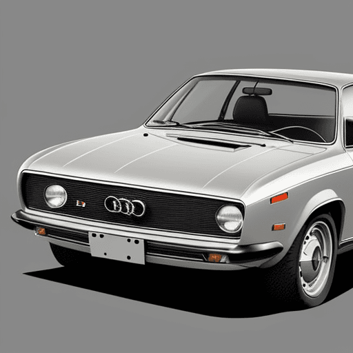 AI generated: Create a detailed and classic illustration of a 1970 Audi 100 Coupe S in the distinct style of Ken D...