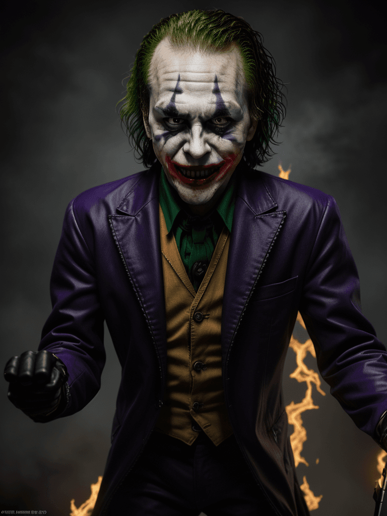 AI generated: imagine the joker as The ghost rider, detailed image cinematic , 8k realistic
