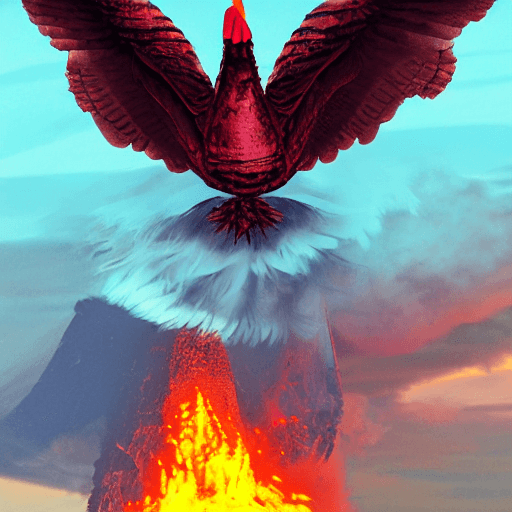 AI generated: giant flying mythical bird with smoke and burning ember coming off the tips of its feathers, emergin...