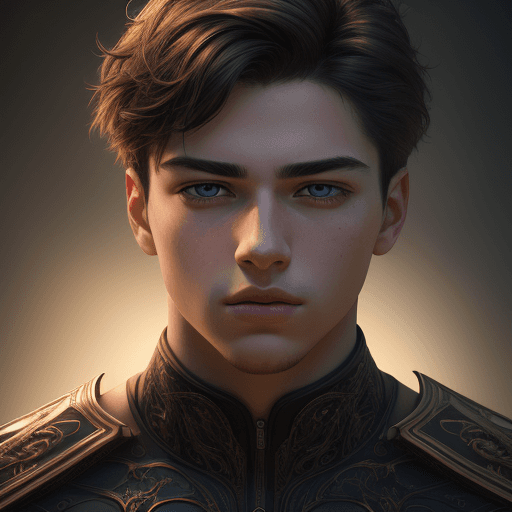 AI generated: Face of a young man. Artwork. Incredibly detailed and stunning with dynamic composition, stunning li...