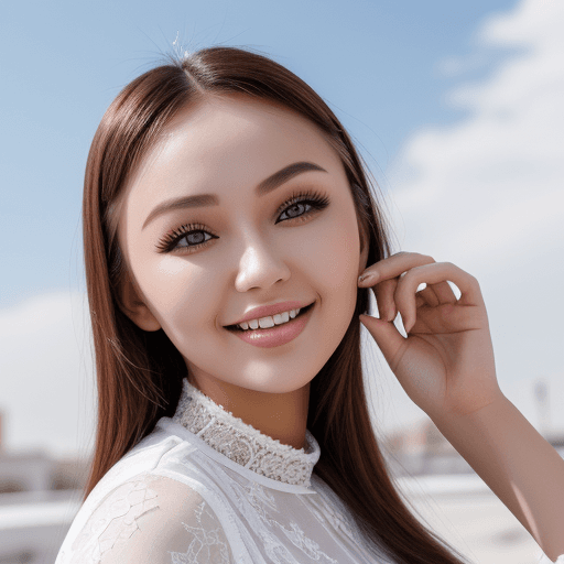 AI generated: a photo of beautiful girl from Kazakhstan who is wearing veneers 