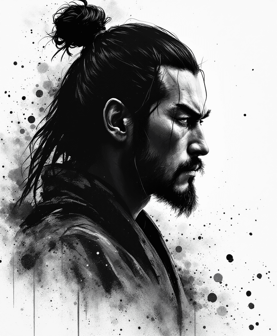 AI generated: "Close-up side profile of a Japanese samurai facing right, highly detailed, 8k resolution, intense b...