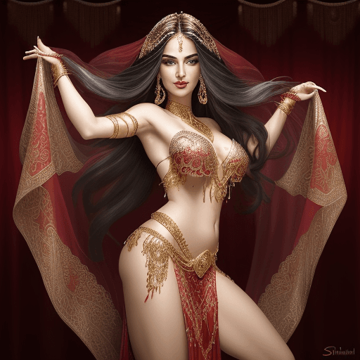AI generated: 
I would like a high-resolution portrait of a super model beautiful 25 year old belly dancer wearing...