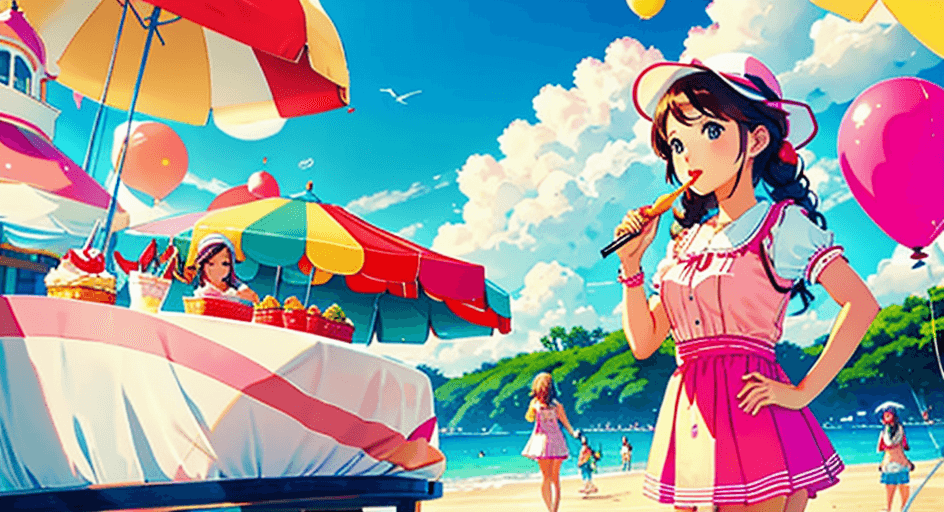 AI generated: 🎈🍦🍹❤🔆🕡(😘👩🎀👗⚜👒🥿👡🩲💅)🎪🎢🎡🎠