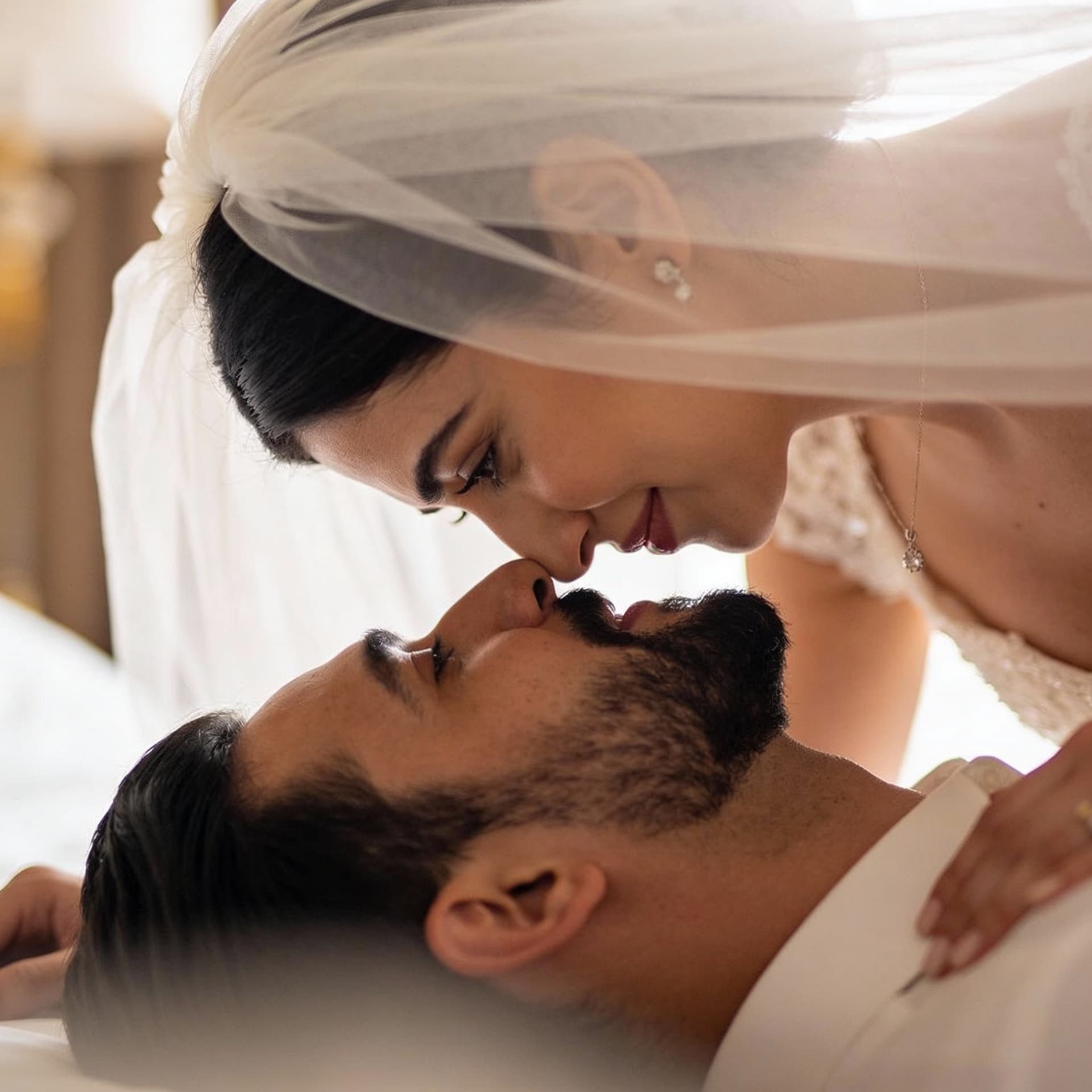 AI generated: An artistic, intimate scene between a married couple, focusing on closeness and connection. The husb...