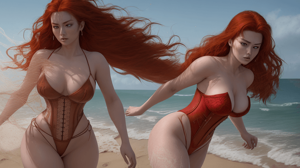 AI generated: Akira Kurosawa-inspired portrait, physical rendering of a woman leaving an ethereal trail of energy ...