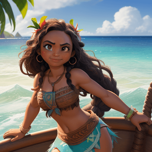 AI generated: High resolution Moana from Disney on boat