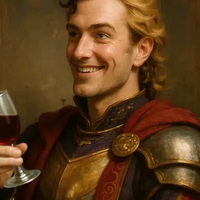 AI generated video: pompous noble toasting with a goblet
