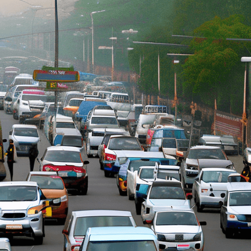 AI generated: indian traffic city,