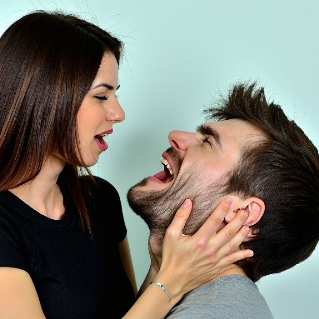 AI generated: A woman is giving a big cock a slobbering blowjob