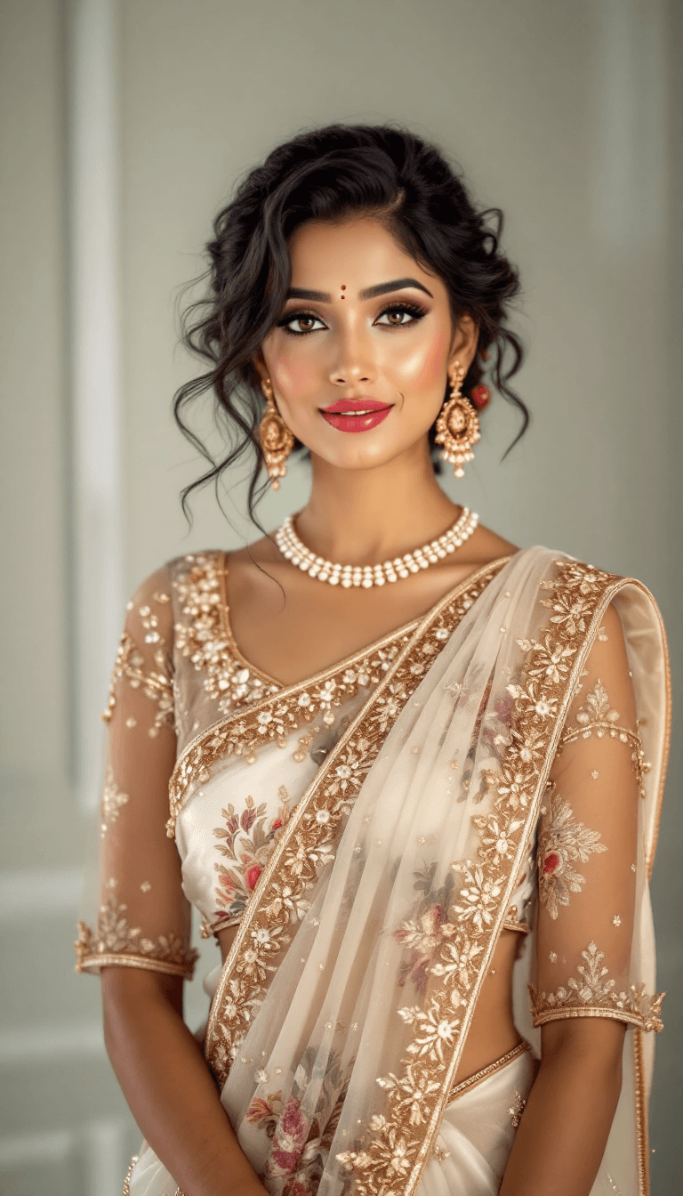 AI generated: /imagine prompt: A Indian woman with white skin, brown eyes, and thick curly black hair, wearing a I...