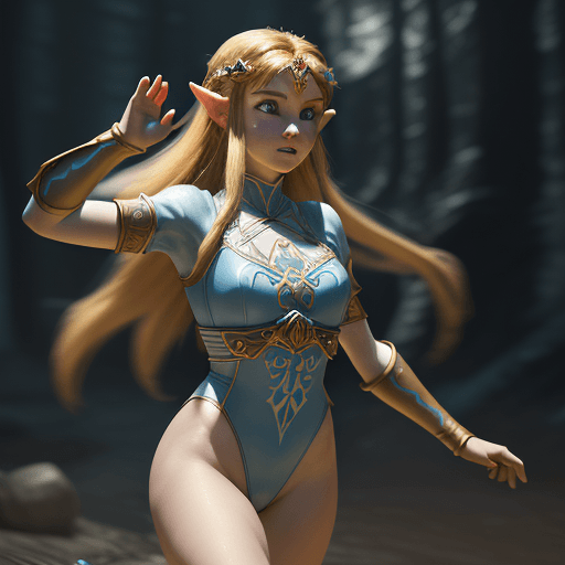 AI generated: Princess Zelda, action scene, 8k, High detail RAW color photo, 3d, highly detailed CG unified 8K wal...