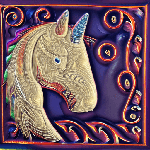 AI generated: A mesmerizing (Unicorn-Horse) crafted from swirling fire and lava, adorned with enchanted swirls, Th...