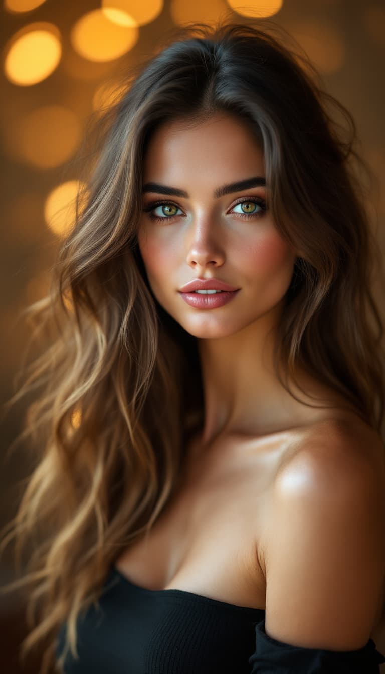 AI generated: "Professional portrait photograph, fine art style. Warm yet slightly dark and soft lighting. capture...