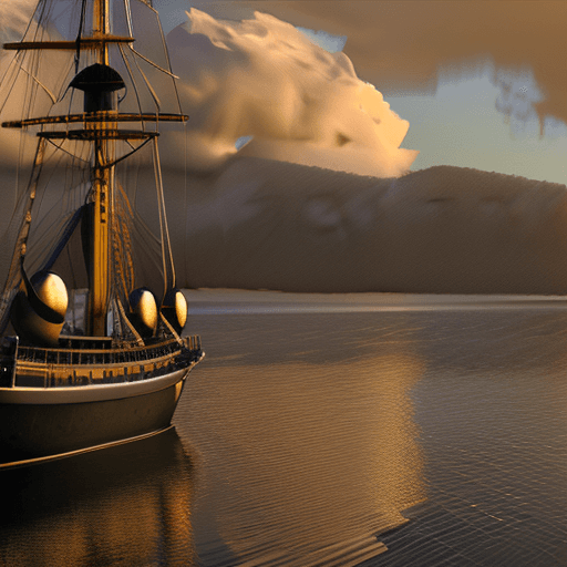 AI generated: Photo of a ultra realistic sailing ship, dramatic light, pale sunrise, cinematic lighting, battered,...