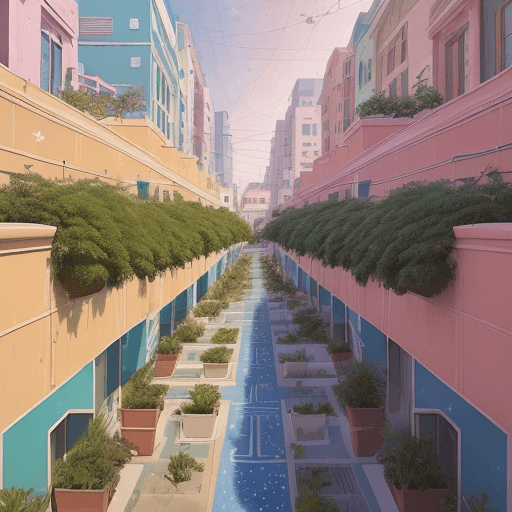 AI generated: pictures of beautiful urban backgrounds where space plants grow in hyperrealistic, cinematic, rich c...