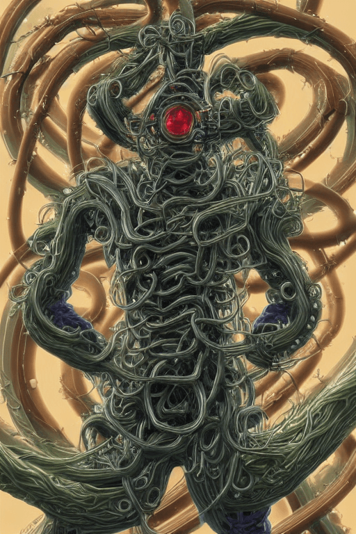 AI generated: male anime character, organic tendrils of giygas, forest druid, business suit ultra realistic illust...