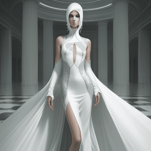 AI generated: Mood: serenity; atmosphere peaceful; fashion photography; Mario Testino; Female Model full body; des...
