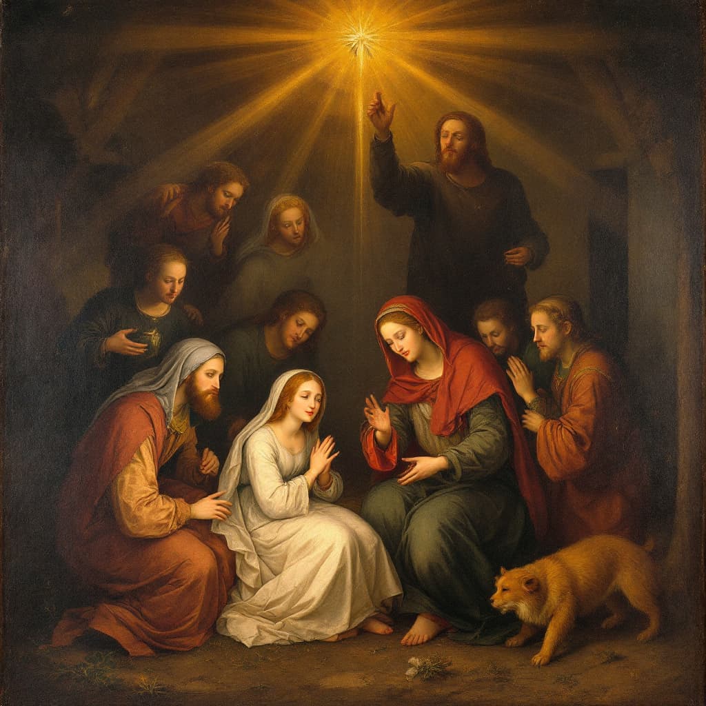 AI generated: A nativity scene painted by Hans Memling
