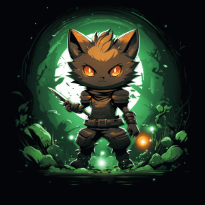 AI generated: Tshirt vector, cute anime warriors in action, striking a powerful pose, futuristic theme, Mark Cates...